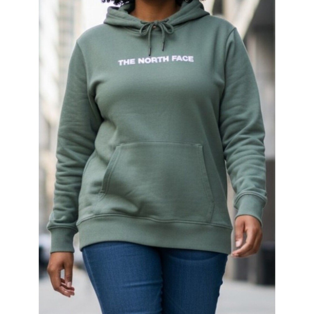 The North Face Women Sage Green Crewneck Hoodie with White Logo XL